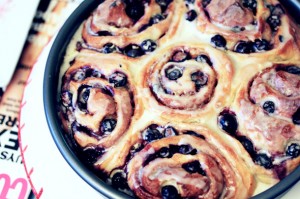 Lemon Glazed Blueberry Cinnamon Rolls