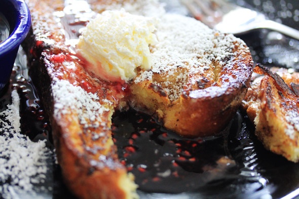 Bourbon & Vanilla Bean French Toast with Raspberry Maple Syrup
