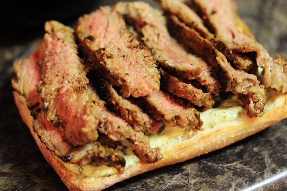 Seared Steak Sandwich with Garlic Parmesan Fries