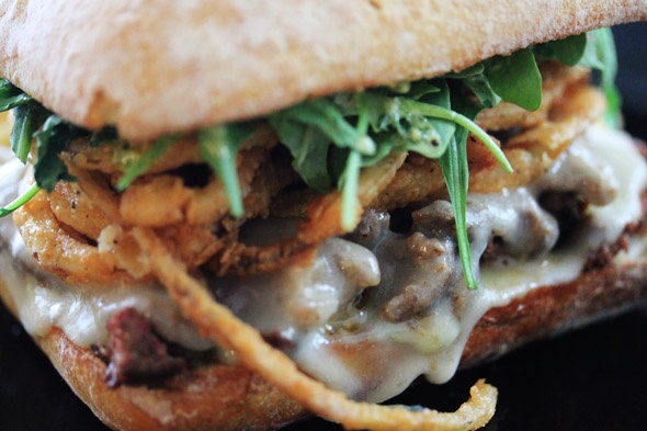 Seared Steak Sandwich with Garlic Parmesan Fries