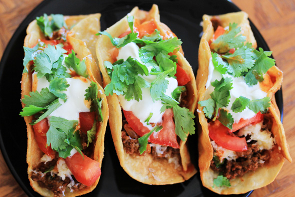 Chopped Tex-Mex Ground Beef Taco Salad - Oh Sweet Basil