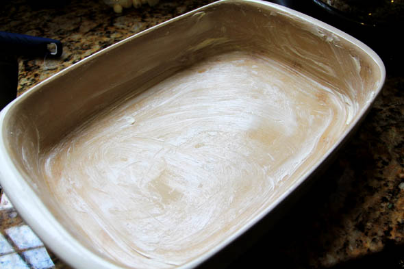 Butter a large baking dish (about 9x13)