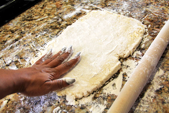 Your dough should not be sticking, but if it is, add a little flour so it's easier to handle.