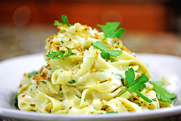 Fettuccine Alfredo with Toasted Breadcrumbs