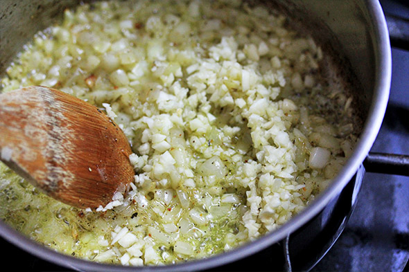cook the garlic for about 30 seconds to take off their edge.