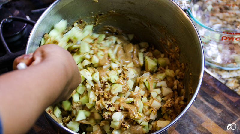 gently fold the ingredients together