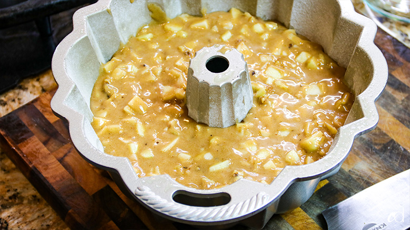 pour the finished batter into the prepared pan