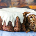 Spiced Apple Walnut Bundt Cake with Maple Cream Cheese Frosting