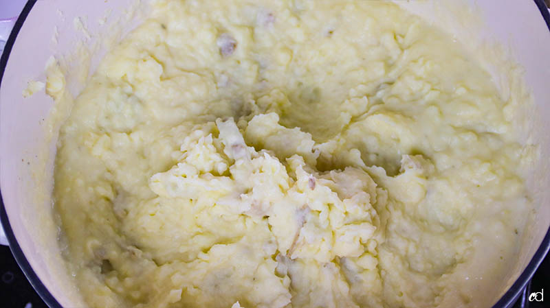 Garlic and Leek Creme Fraiche Mashed Potatoes