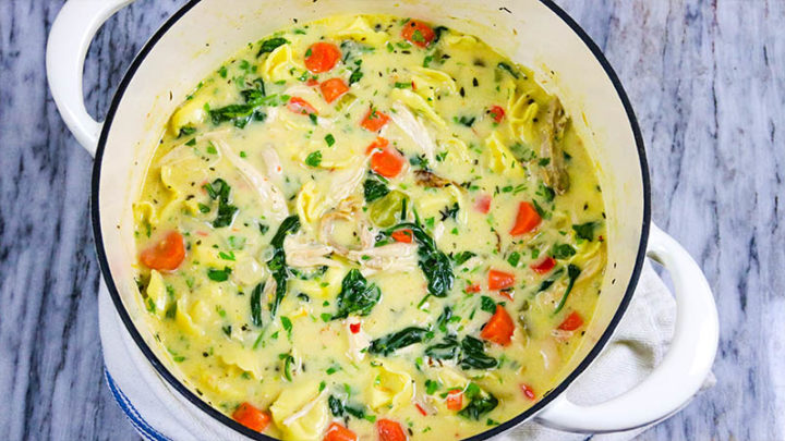 Creamy Chicken Tortellini Soup - CarnalDish