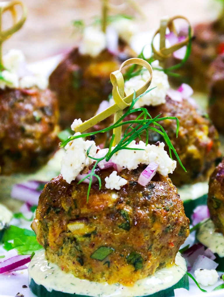 Spicy Lamb Meatballs With Lemon-Herb Yogurt Sauce | CarnalDish