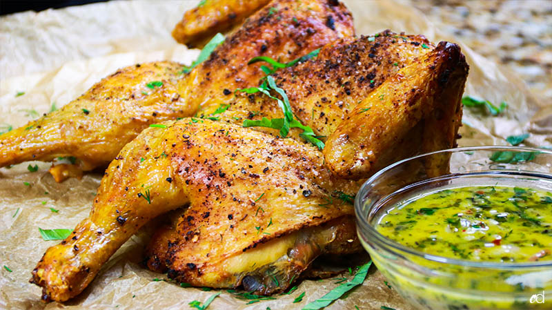 Weeknight Roast Chicken with Garlic and Herb Butter Sauce