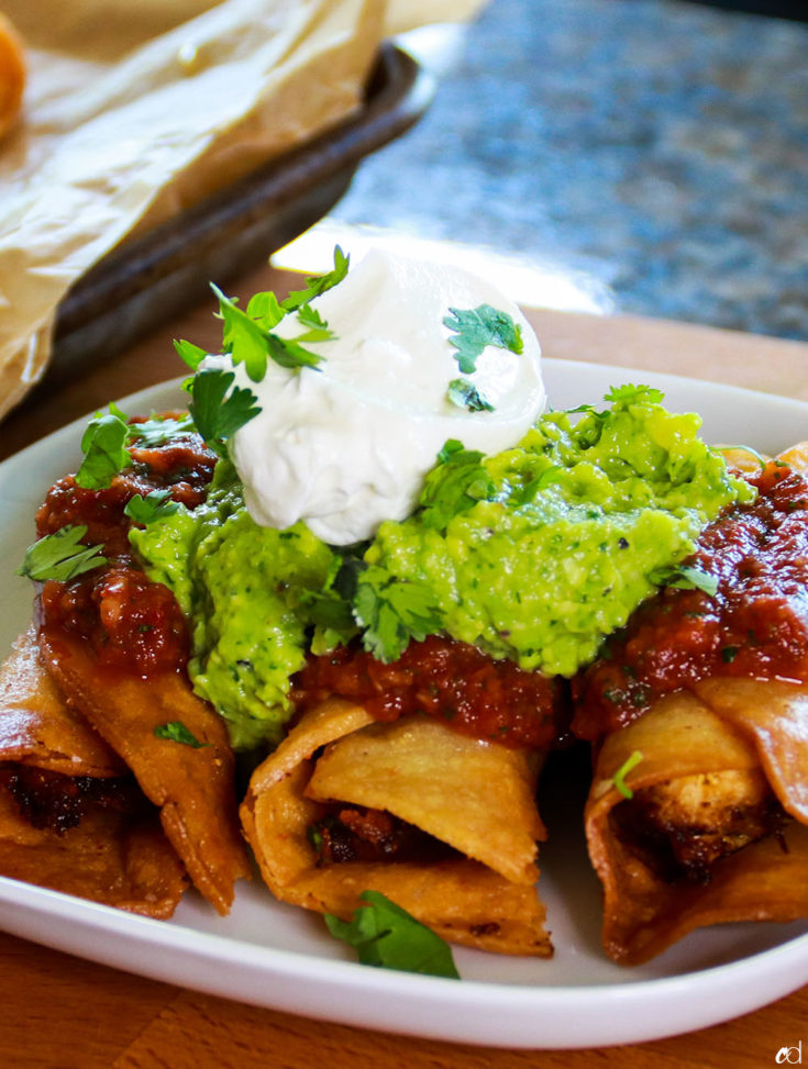 Chicken Taquitos with Chipotle Salsa and Guacamole | CarnalDish