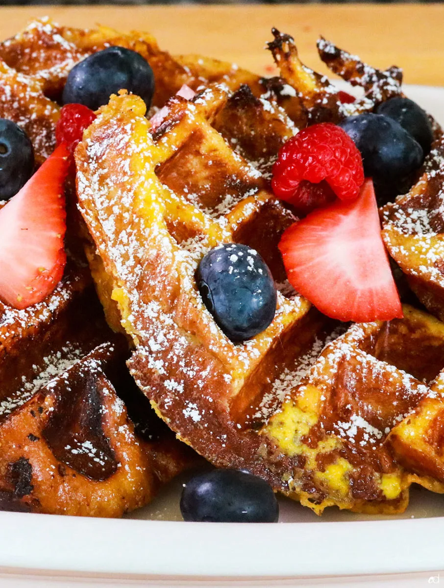 Challah french toast waffle! Giving a classic a twist by using the