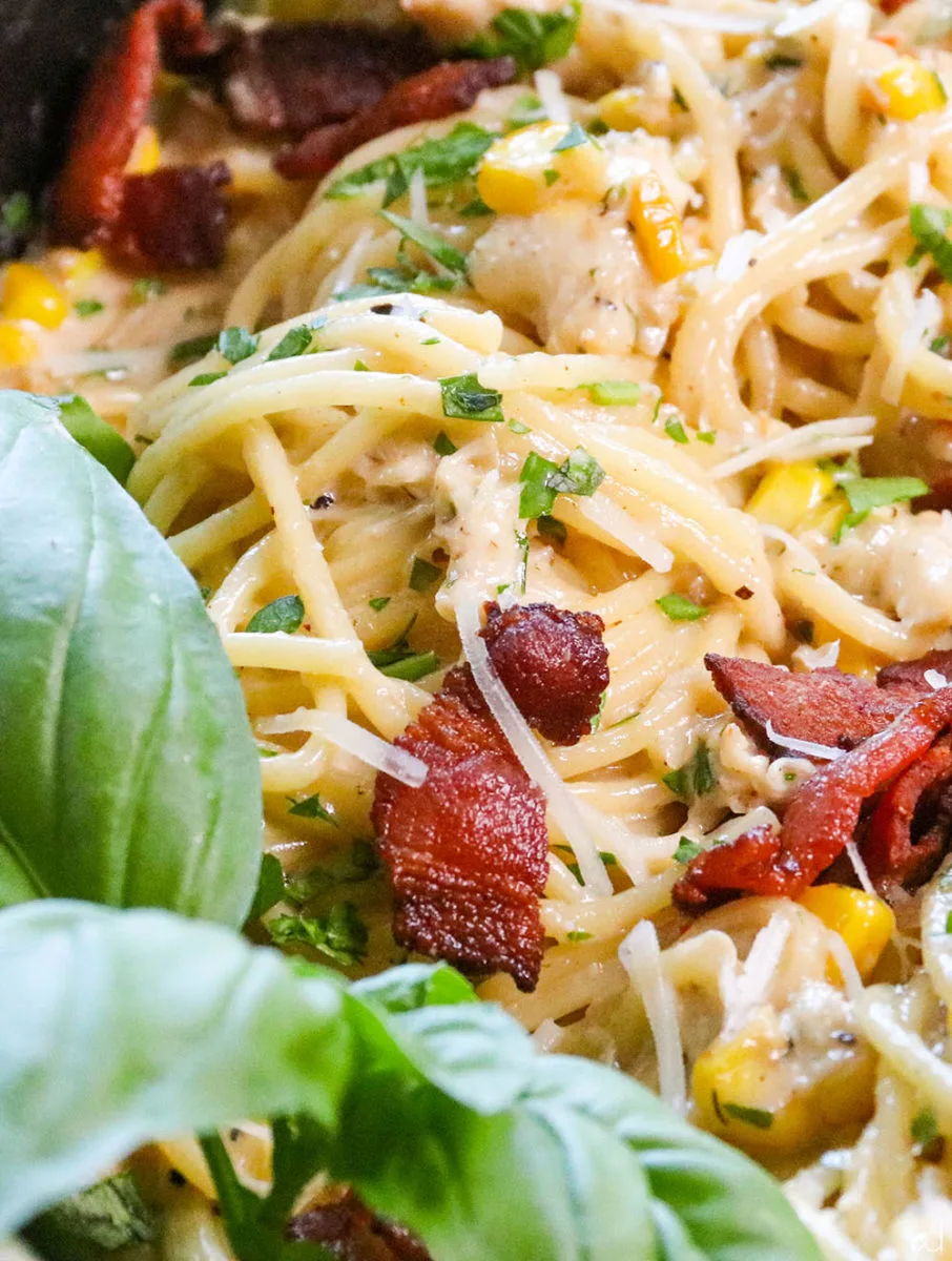 Creamy Crab Corn and Bacon Pasta | CarnalDish